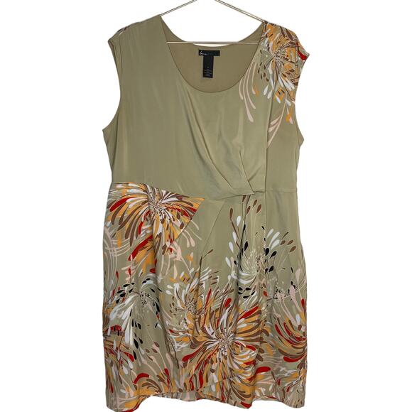 Lane Bryant Dresses & Skirts - Lane Bryant Womens Size 18 Tan Dress Sleeveless Floral Printed Plus Size